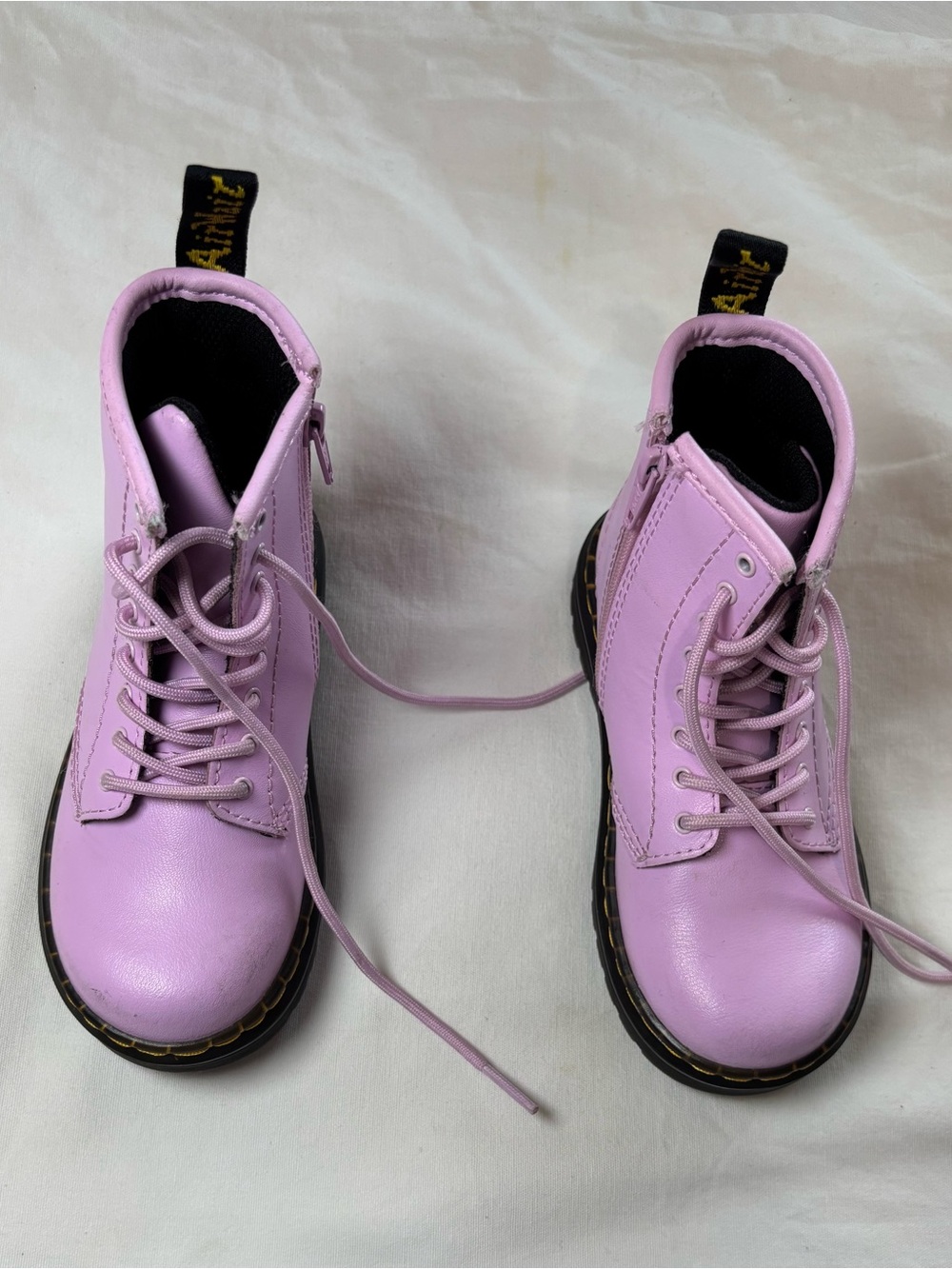 Dr. Martens Zavala Purple Leather Lace-Up Side Zip Combat Boots Kids US 10